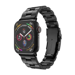 Curea pentru Apple Watch 42/44/45/46/49mm Metalica, Otel Inoxidabil, set cu sticker, Model W36, Negru