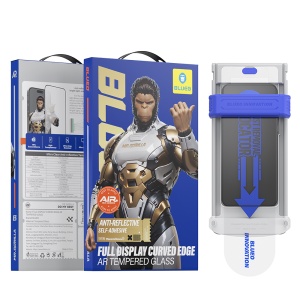 Folie pentru iPhone 16 Pro, Blueo, Sticla Securizata, Ultra HD, 3D AR Full Glue Glass cu Applicator Pro, Montare Simpla, Negru