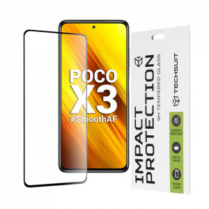 Folie Xiaomi Poco X3 NFC, ce acopera tot ecranul 111D, Techsuit - Negru - Img 1