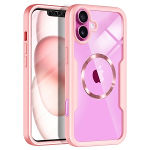 Husa 360° iPhone 16 Plus, SKYDDAR INNOVATION, [Pachet 360°] ColorVerse MagSafe, Roz, set cu sticker