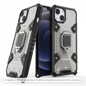 Husa iPhone 11 cu inel, Techsuit Honeycomb - Negru - Img 2