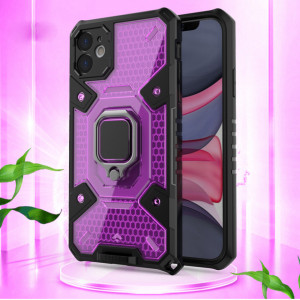 Husa iPhone 11 cu inel, Techsuit Honeycomb - Rose-Violet - Img 2