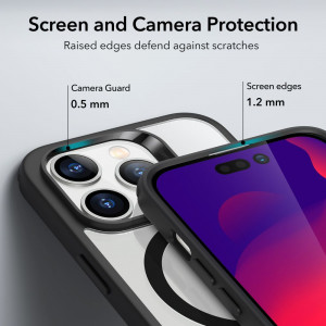 Husa iPhone 14 Pro, ESR Classic Hybrid HaloLock - Negru Transparent - Img 5