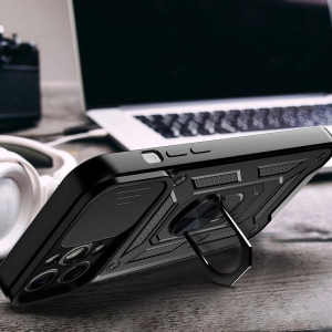 Husa iPhone 14 Pro Max cu inel magnetic, Techsuit CamShield - Negru - Img 6