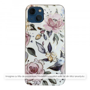 Husa iPhone 15 Pro Marble Series, Techsuit - Chloe White