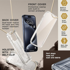 Husa iPhone 15 Pro, Supcase Unicorn Beetle Pro - Clear - Img 3