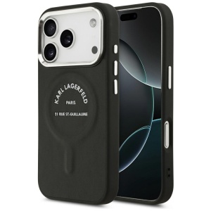 Husa iPhone 18 Pro / iPhone 17 Pro - Karl Lagerfeld HC MagSafe Leather EMB. Ring with Karl RSG Logo (KLHMP18LPSKRSGEK) - Black