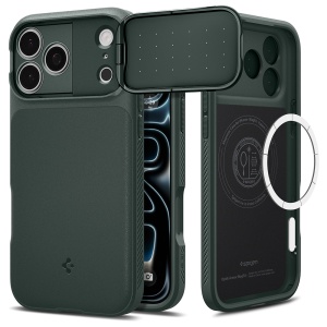 Husa iPhone 18 Pro / iPhone 17 Pro - Spigen Optik Armor MagSafe - Abyss Green