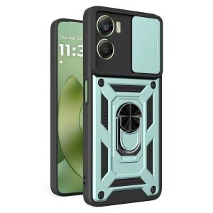 Husa Motorola Moto G06 cu Inel magnetic, set cu sticker, CamShield, Verde