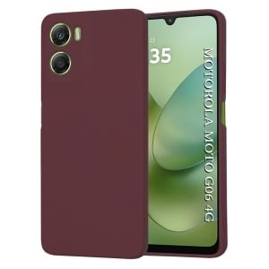 Husa Motorola Moto G06 din Silicon Catifelat, SoftElegance, set cu sticker, Bordo
