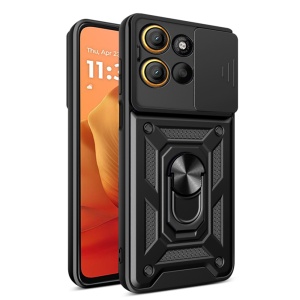 Husa Motorola Moto G15 / G15 Power cu Inel magnetic, set cu sticker, CamShield, Negru