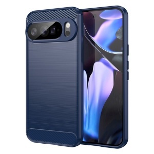 Husa pentru Google Pixel 10 Pro XL, SKYDDAR INNOVATION, Carbon Silicone, din Silicon Premium, Slim, cu textura Fibra Carbon, Albastru, set cu sticker