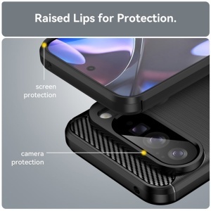 Husa pentru Google Pixel 10 Pro XL, SKYDDAR INNOVATION, Carbon Silicone, din Silicon Premium, Slim, cu textura Fibra Carbon, Negru, set cu sticker  - Img 5