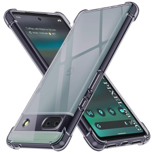 Husa pentru Google Pixel 6a, SKYDDAR INNOVATION, Shockproof Clear Silicone, Silicon Slim, set cu sticker, Fumuriu