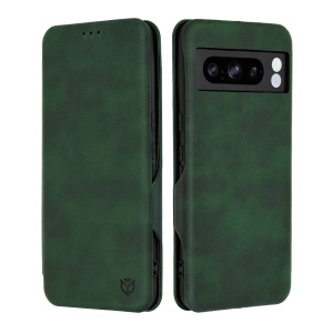 Husa pentru Google Pixel 8 Pro, SKYDDAR INNOVATION, Safe Wallet tip carte din Piele Ecologica, Suport Carduri, Inchidere Magnetica, Verde, set cu sticker  - Img 1