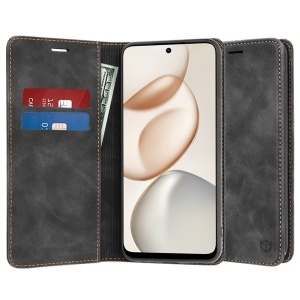 Husa pentru Honor 400 Smart, SKYDDAR INNOVATION, Confy Cover tip Carte din piele Eco Premium, cu Portofel Interior, set cu sticker, Negru