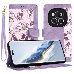 Husa pentru Honor Magic6 Pro, SKYDDAR INNOVATION, Flipcraft din Piele Ecologică, Stand Integrat, Buzunare pentru Carduri, set cu sticker, Mov