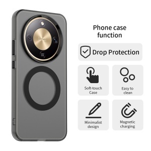 Husa pentru Honor Magic8 Lite, MagSafe, Antisoc, set cu sticker, CandyCase, Negru - Img 2