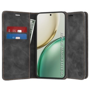 Husa pentru Honor Magic8 Lite, SKYDDAR INNOVATION, Confy Cover tip Carte din piele Eco Premium, cu Portofel Interior, set cu sticker, Negru