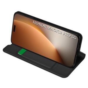 Husa pentru Honor Magic8 Pro, SKYDDAR INNOVATION, Magskin Book, tip Carte cu Portofel Interior, set cu sticker, Negru - Img 4