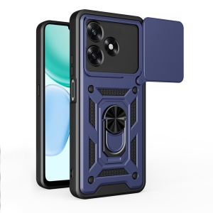 Husa pentru Honor X5c Plus, SKYDDAR INNOVATION, CamShield, Inel magnetic, set cu sticker, Albastru