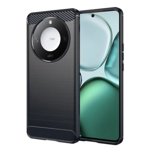 Husa pentru Honor X9c Smart, SKYDDAR INNOVATION, Carbon Silicone, din Silicon Slim, cu textura Fibra Carbon, set cu sticker, Negru
