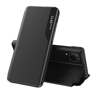 Husa pentru Huawei P40 Lite, tip carte, set cu sticker, eFold, Negru