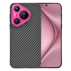 Husa pentru Huawei Pura 70, SKYDDAR INNOVATION, textura carbon, Carbonite FiberShell, set cu sticker, Negru,