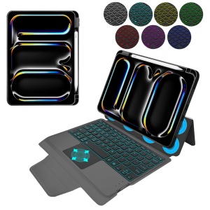 Husa pentru iPad Pro 11 (2024) / iPad Pro 11 (2025) cu Tastatura Bluetooth si Protectie 360°, KeyTab Pro, Negru, set cu sticker