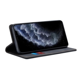 Husa pentru iPhone 11 Pro Max tip Carte din piele Eco Premium, cu Portofel Interior, SKYDDAR Soft Wallet - Negru - Img 2