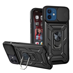 Husa pentru iPhone 12 / 12 Pro, SKYDDAR INNOVATION, CamShield, Negru, set cu sticker
