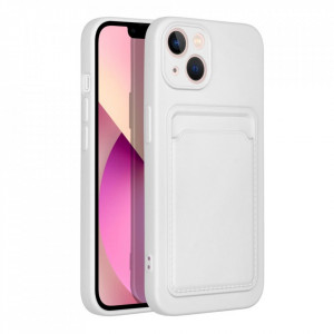 Husa pentru iPhone 13 din silicon Suport Card, set cu sticker, Cards Case, Alb - Img 3