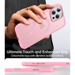 Husa pentru iPhone 13 Pro Magsafe, ce absoarbe intens socurile, Skyddar Frosted - Roz - Img 3