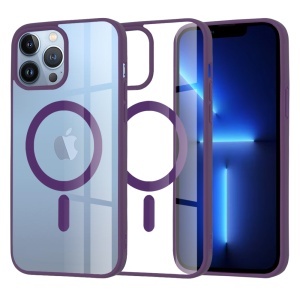Husa pentru iPhone 13 Pro Max, SKYDDAR INNOVATION, MagSafe Pro din silicon, set cu sticker, Mov