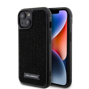 Husa pentru iPhone 15, Karl Lagerfeld, Hardcase Rhinestone, Negru