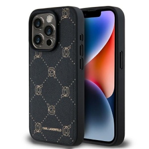 Husa pentru iPhone 15 Pro Leather MagSafe, Karl Lagerfeld - Negru
