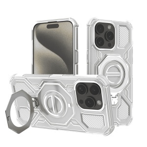 Husa pentru iPhone 15 Pro Max, Antisoc, SKYDDAR INOVATION, Carbon Shield PRO, Magsafe, set cu sticker, Alb