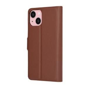 Husa pentru iPhone 15, SKYDDAR INNOVATION, Leather Folio, tip Carte, cu Portofel Interior, Finisaje Premium, Maro, set cu sticker  - Img 7