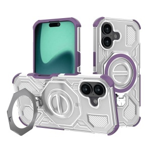 Husa pentru iPhone 16, Antisoc, SKYDDAR INOVATION, Carbon Shield PRO, Magsafe, set cu sticker, Mov