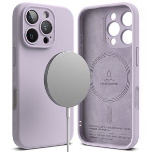 Husa pentru iPhone 16 Pro, Antisoc Silicon, Policarbonat, Ringke, Silicone Magnetic MagSafe, Mov