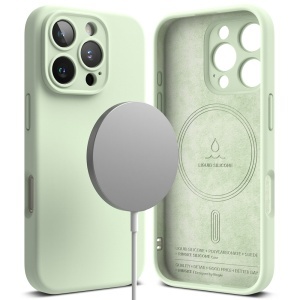 Husa pentru iPhone 16 Pro, Antisoc Silicon, Policarbonat, Ringke, Silicone Magnetic MagSafe, Verde