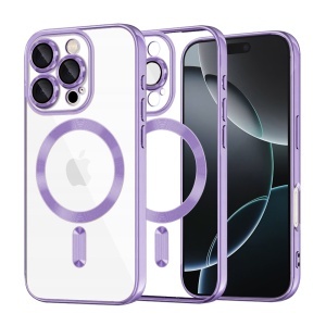 Husa pentru iPhone 16 Pro, SKYDDAR INNOVATION, Luxury Shield Magsafe, Protectie Antisoc, set cu sticker, Mov