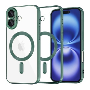 Husa pentru iPhone 16, SKYDDAR INNOVATION, Luxury Shield Magsafe, Protectie Antisoc, set cu sticker, Verde inchis