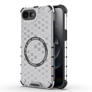 Husa pentru iPhone 16e, SKYDDAR INNOVATION, HoneyComb Shield MagSafe, Alb, set cu sticker
