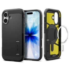 Husa pentru iPhone 17, Antisoc, Spigen Tough Armor T MagSafe, Negru