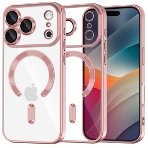 Husa pentru iPhone 17 Pro Max, SKYDDAR INNOVATION, Luxury Shield Magsafe, Protectie Antisoc, set cu sticker, Roz - Img 1