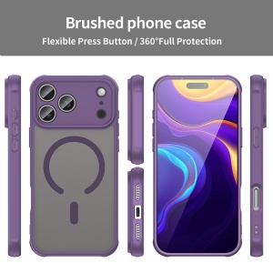 Husa pentru iPhone 17 Pro, SKYDDAR INNOVATION, HaloFrost MagSafe II, Antisoc, set cu sticker, Mov - Img 4