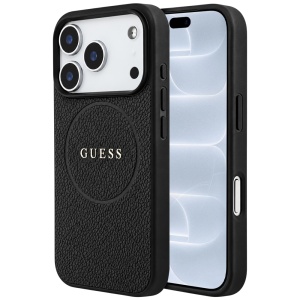 Husa pentru iPhone 18 Pro / iPhone 17 Pro - Guess Grained Gold Ring MagSafe (GUHMP18LPGHSMMK) - Black