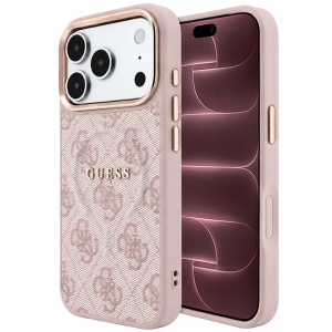 Husa pentru iPhone 18 Pro Max / iPhone 17 Pro Max - Guess 4G Embossed Classic MagSafe - Pink