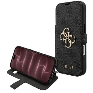 Husa pentru iPhone 18 Pro Max / iPhone 17 Pro Max - Guess Book 4G Metal Logo (GUBKP18X4GMGGR) - Black